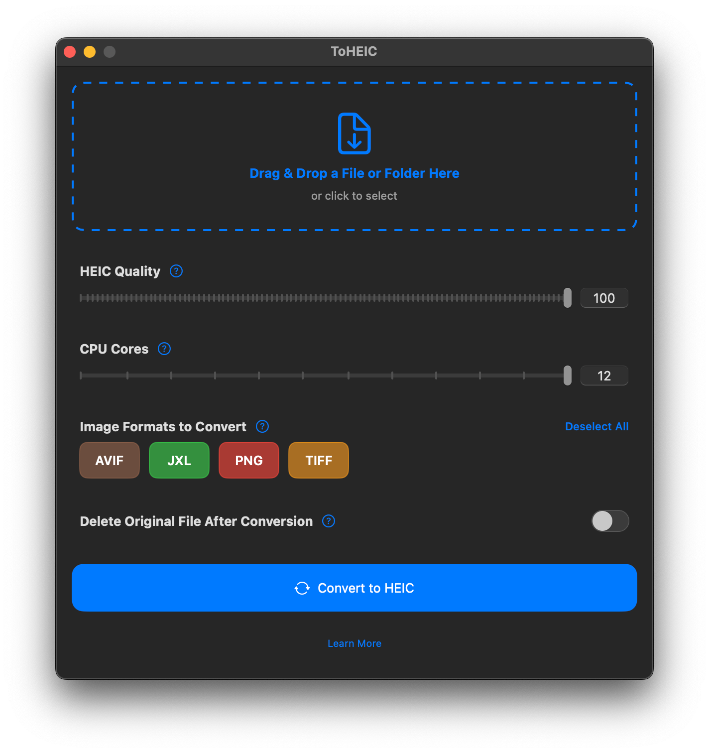 ToHEIC App Screenshot